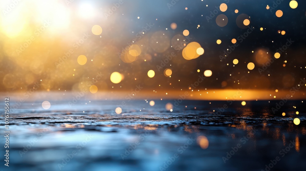 Aufkleber soft bokeh lights reflecting on water create a moody and atmospheric image, blending art with nature