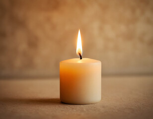 Elegant White Candle Flame on Soft Background