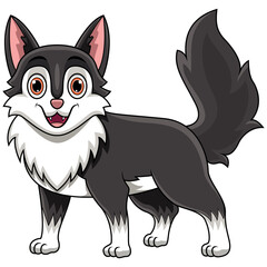 Cute cartoon wolf on white background