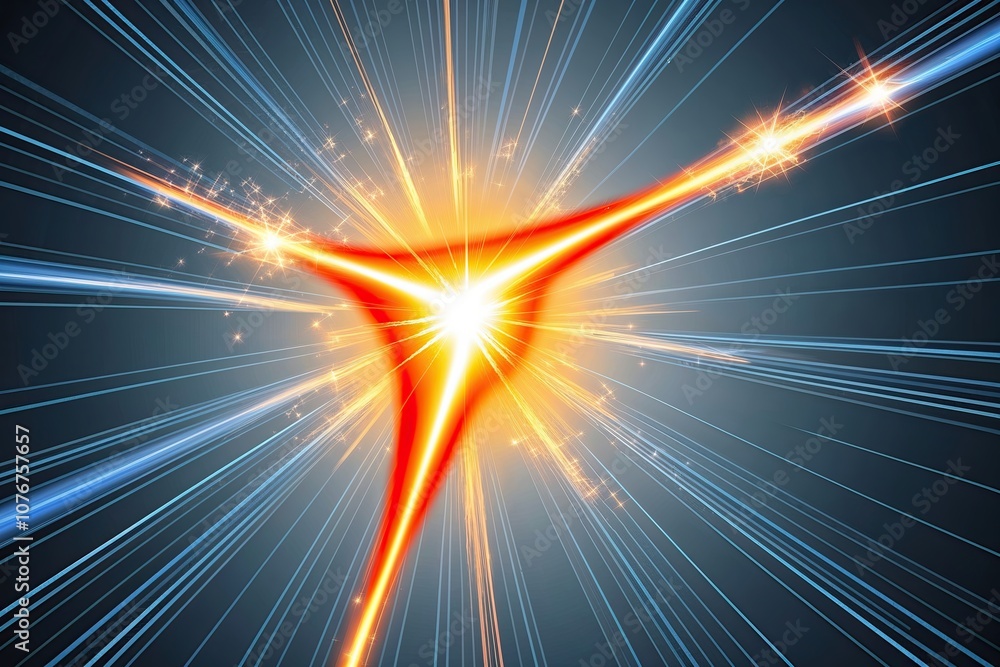 Poster energizing burst of light with sparkling rays representing movement and radiance