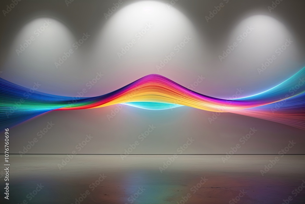 Poster vibrant color swirls generated by dynamic frequencies on a blank canvas