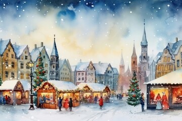 Obraz premium Christmas outdoors market architecture.