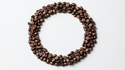 Neat Arrangement of Roasted Coffee Beans in Circle