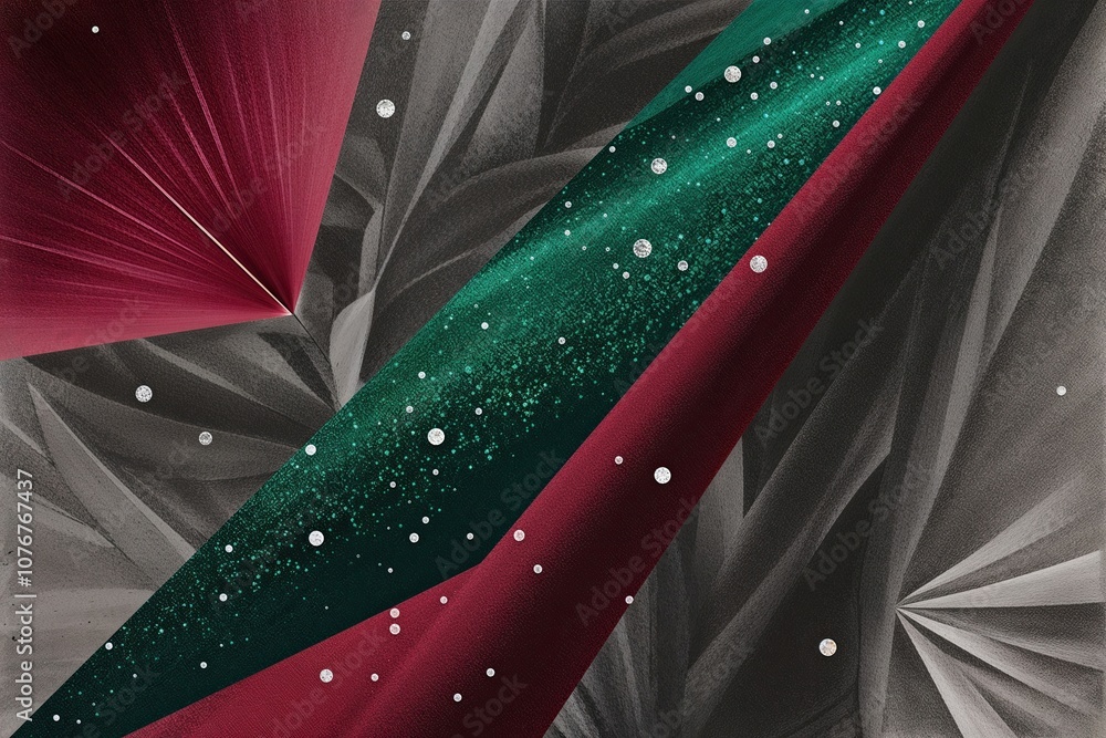 Poster vibrant ruby jade graphite collage with twinkling deep color motif and textured artwork design