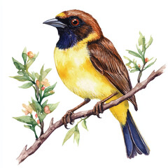 cute Weaver Bird watercolor clipart illustration isolated