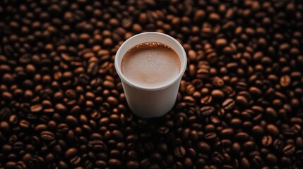 Fresh Coffee Surrounded by Coffee Beans