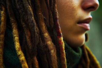 close up of dreadlock hairstyle
