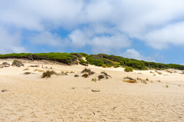 Dune of Bolonia on Atlantic ocean coast in Tarifa, Andalusia, Spain