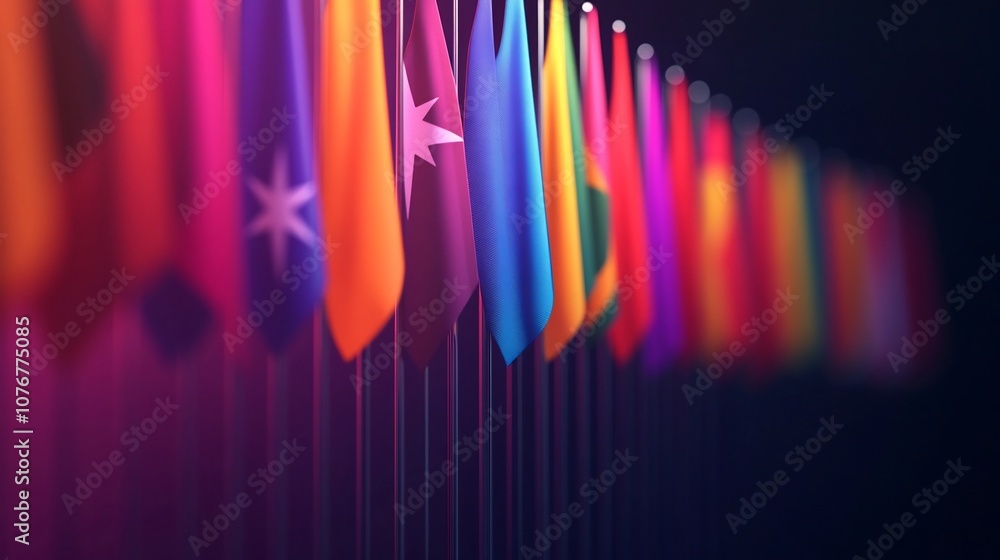 Poster vibrant gradient flags pattern in modern 3d background design
