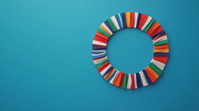 Vibrant Circular Formation of Colorful National Flags in Layout