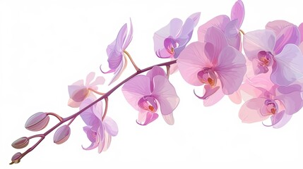Delicate Pink Orchid Branch with Buds