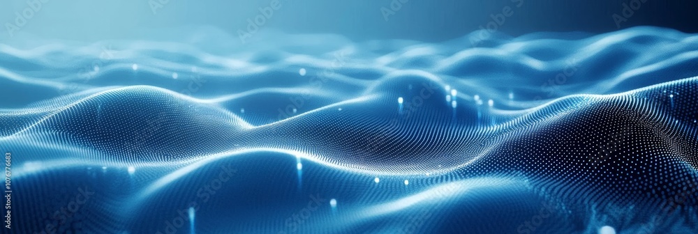Poster seamless data flow - minimalistic cyber network design on clean blue background