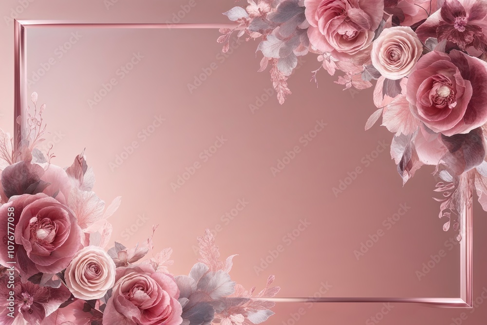 Aufkleber stylish gradient blur background with ethereal floral patterns and liquid mirror effects in blushing