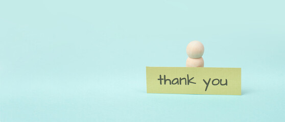 Thank you card, being thankful, support, help and charity concept, positive attitude 