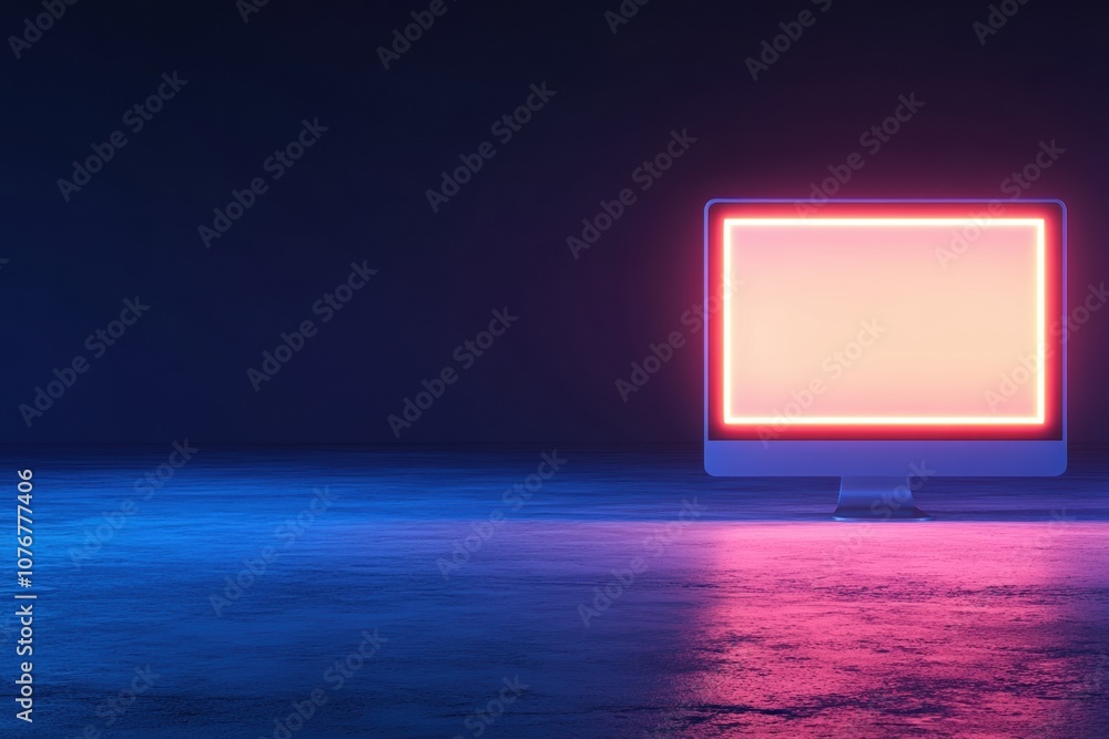 Poster neon computer display with glitchy style aesthetic, capturing the essence of phishing alerts in a fu