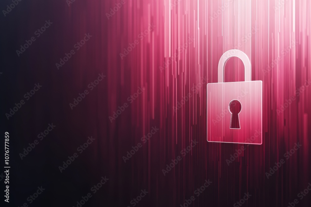 Aufkleber glitching security lock symbol in digital space reflecting cybersecurity risks and phishing threats 