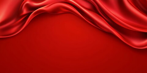 Obraz premium Luxurious red satin fabric with rich folds, creating a soft and flowing texture. Elegant and vibrant material ideal for backgrounds, banners, or fashion-themed projects.