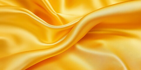 Fototapeta premium Luxurious yellow satin fabric with rich folds, creating a soft and flowing texture. Elegant and vibrant material ideal for backgrounds, banners, or fashion-themed projects.