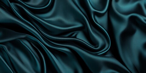 Fototapeta premium Luxurious green satin fabric with rich folds, creating a soft and flowing texture. Elegant and vibrant material ideal for backgrounds, banners, or fashion-themed projects.