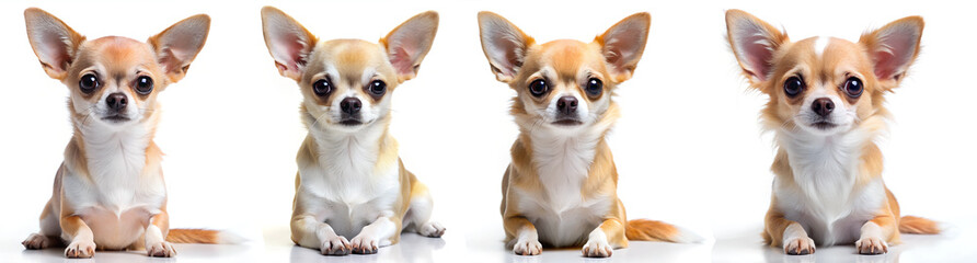Obraz premium Set of chihuahua puppy images in various poses on a white background.