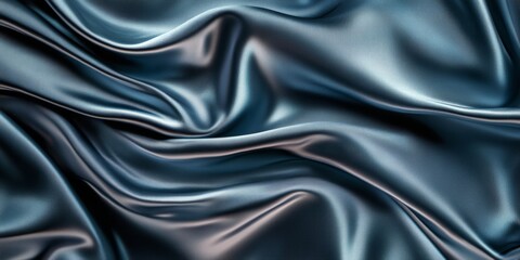 Fototapeta premium Luxurious blue satin fabric with rich folds, creating a soft and flowing texture. Elegant and vibrant material ideal for backgrounds, banners, or fashion-themed projects.