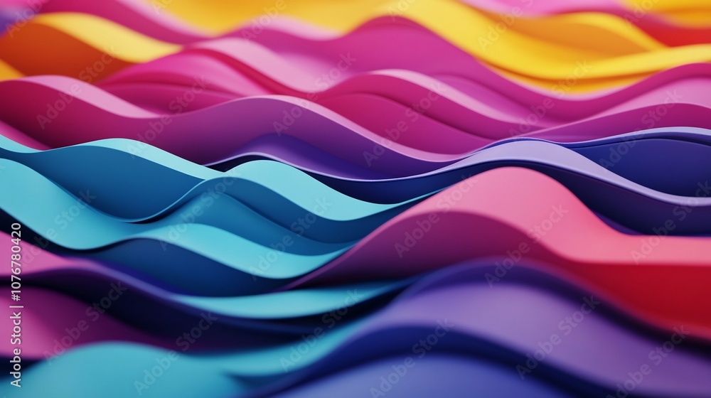 Aufkleber colorful wavy pattern in dynamic 3d with vibrant gradient backdrop