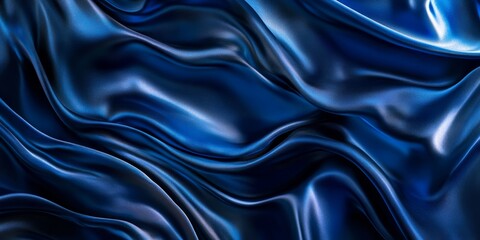 Obraz premium Luxurious blue satin fabric with rich folds, creating a soft and flowing texture. Elegant and vibrant material ideal for backgrounds, banners, or fashion-themed projects.