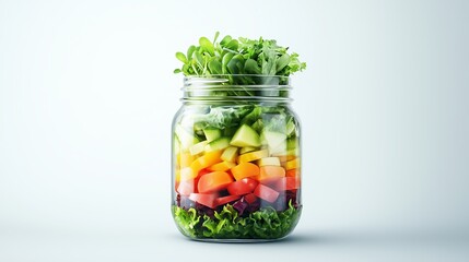 Vibrant Salad Jar with Fresh Vegetables and Greens