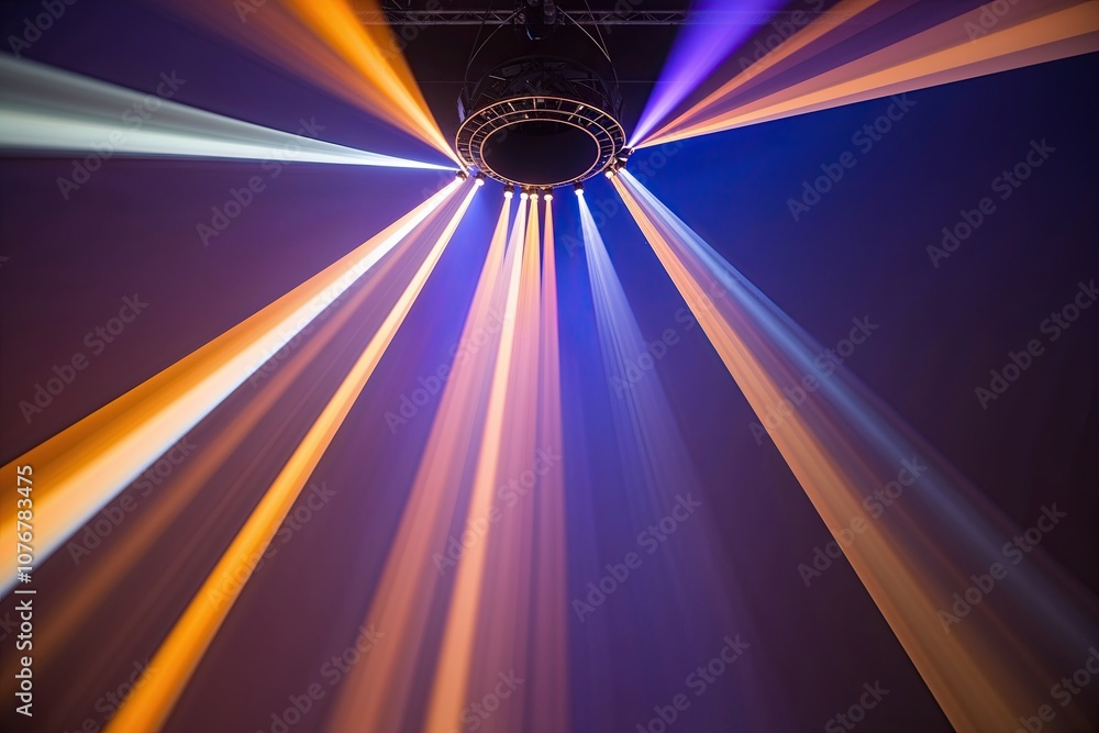 Poster radiant light beams emanate from a central point displaying an impressive spectrum of colors