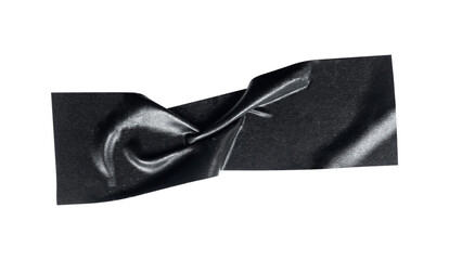 wrinkled black electrical tape with isolated white background