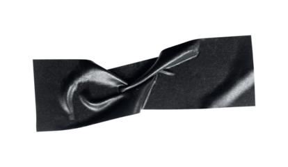 wrinkled black electrical tape with isolated white background