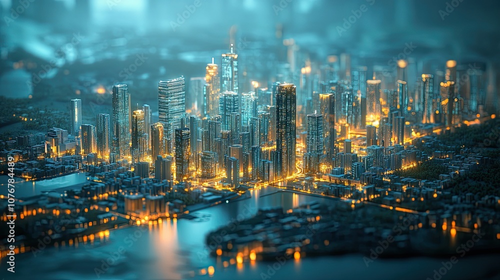 Poster future of work ai automation transformation future of work and ai in a digital cityscape