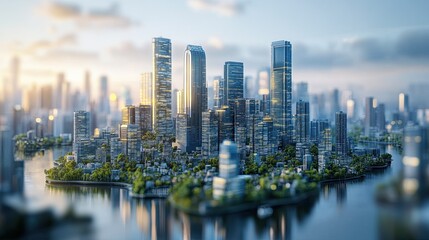 Naklejka premium Future of Work AI automation transformation Future of Work with AI and Automation in Urban Setting