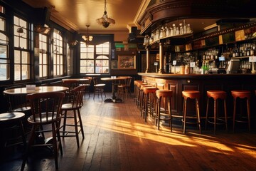 Fototapeta premium Classic british pub furniture chair drink.