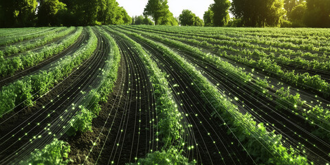 Abstract green farming business technology background