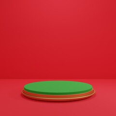 Merry Christmas and happy new year , podium studio for products with copy space, product stand, 3D rendering	

