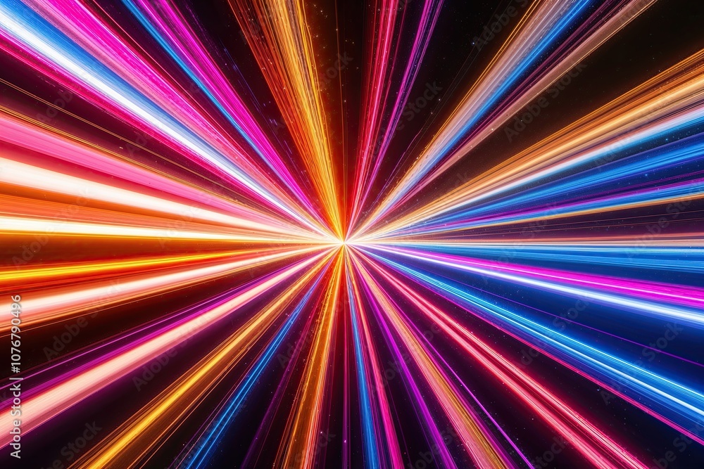 Poster explosive colorful light rays illuminating a dynamic background
