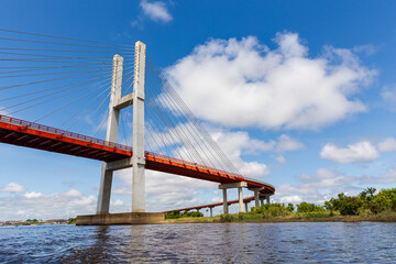 Fototapeta premium The Nanay Bridge in Iquitos, is a bridge located in the center of the Department of Loreto, Peru. It is the longest bridge ever built in Peru.
