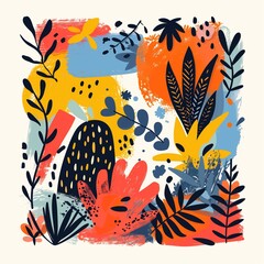 Obraz premium Vibrant botanical illustration with abstract design and creative elements