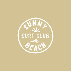 Fototapeta premium sunny beach surf club vector art logo sign symbol to describe tropical beach