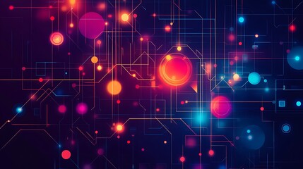 Fototapeta premium Vibrant gradient wireframe design with geometric grid patterns, ideal for modern digital and technology visuals