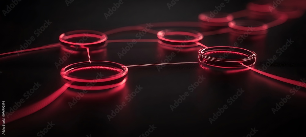 Poster a dark background with interconnected red nodes illustrating connectivity