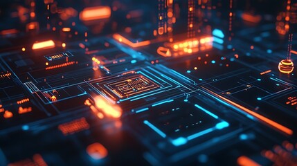 Obraz premium Minimalist digital wireframe with soft connecting lines and glowing dots, offering a clean and modern tech vibe