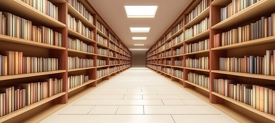 Obraz premium A library of knowledge resources and books, with empty space for text
