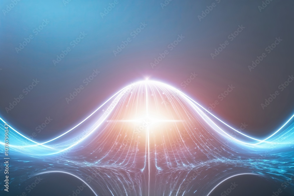 Poster vibrant energy waves with sparkling arcs and soft shimmer on clear background