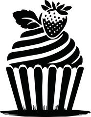 Cupcake Icon. Cake icon silhoutte. Cupcake, Sweet, Food, Frosting, Cake, Frosting. Vector Illustration