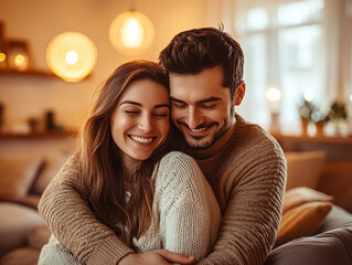 Fototapeta premium couple sitting on sofa