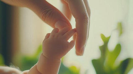 Naklejka premium Tender Moment Between Mother And Baby For Family Love
