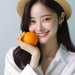 woman with orange -Generative AI