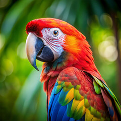 Fototapeta premium This beautiful bird has vibrant, colorful feathers that shimmer in the sunlight. With graceful wings and a melodic song, it soars through the sky, spreading joy and wonder.